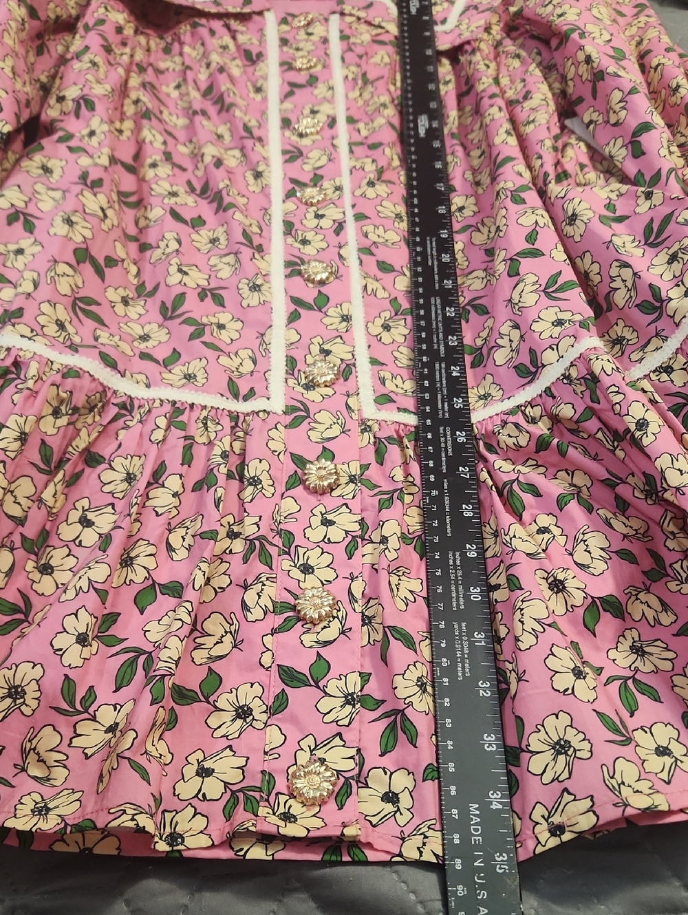 Entro Cottagecore Retro Prairie Coquette Coastal Floral Ruffle Hem Dress Size Sm - Picture 10 of 11